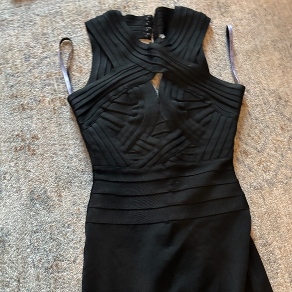 Herve Leger Black Floor Length Gown - Picture 1 of 5